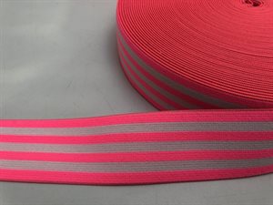Blød elastik til undertøj -  4 cm i  stribet,  neon pink / hvid